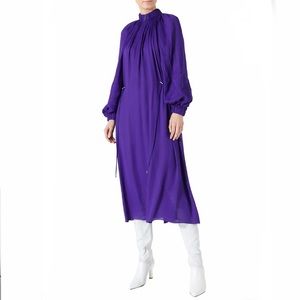 Tibi 2018 Purple Georgette Rayon Cinch Dress XS